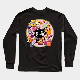 Retro Vintage Halloween Treats! Raspberry Variation Long Sleeve T-Shirt